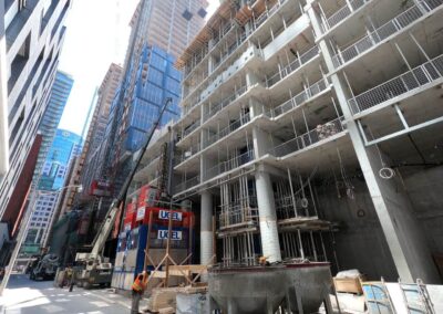Construction elevators docked at 55 Mercer in Toronto
