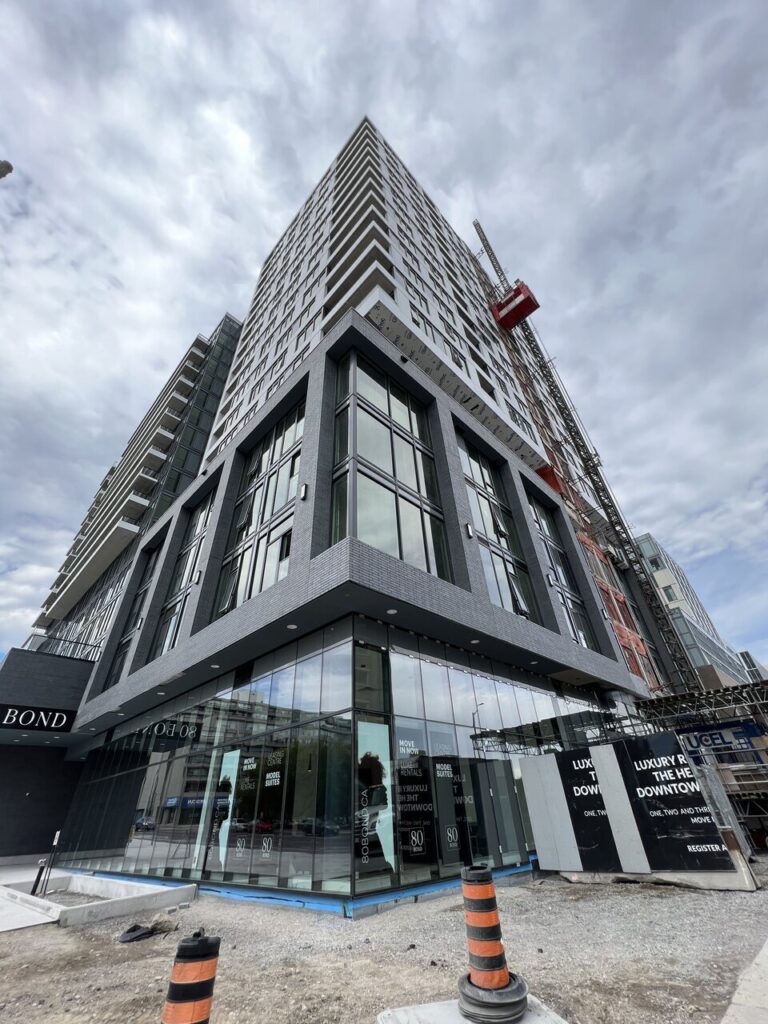 dual construction elevators at 80 Bond in Toronto