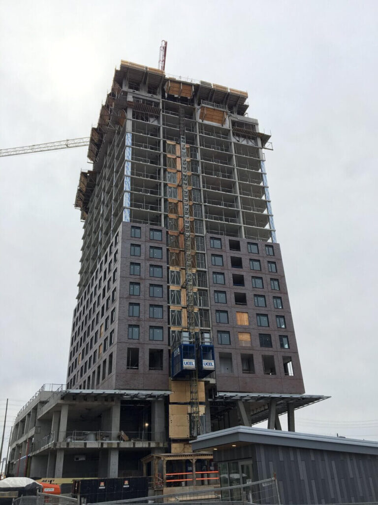 UCEL dual construction elevator on CG Tower, also known as Expo City 5
