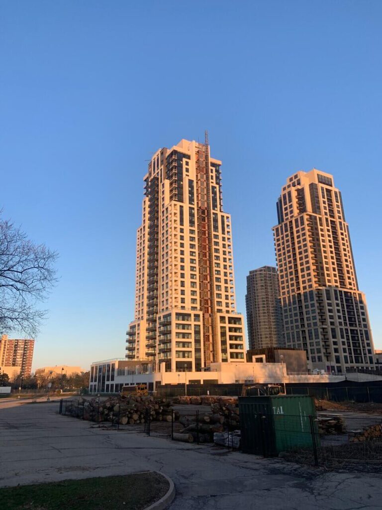 UCEL temporary construction elevator at Evermore Condos in Toronto