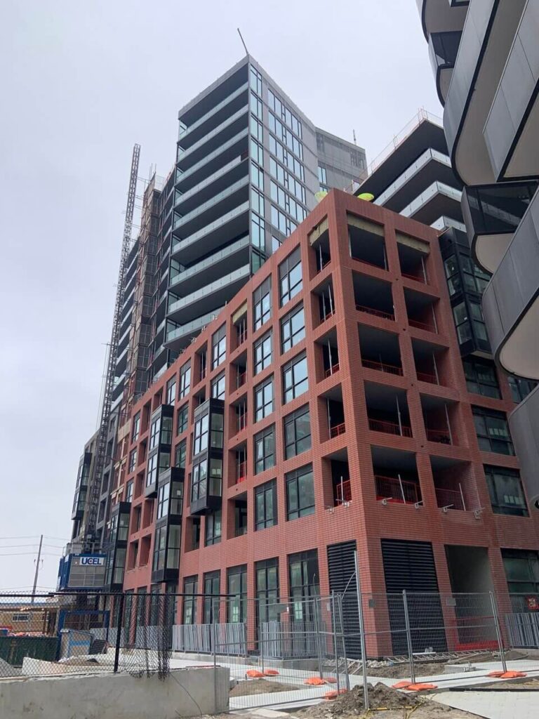 dual construction elevators at Express Condominiums on the Subway