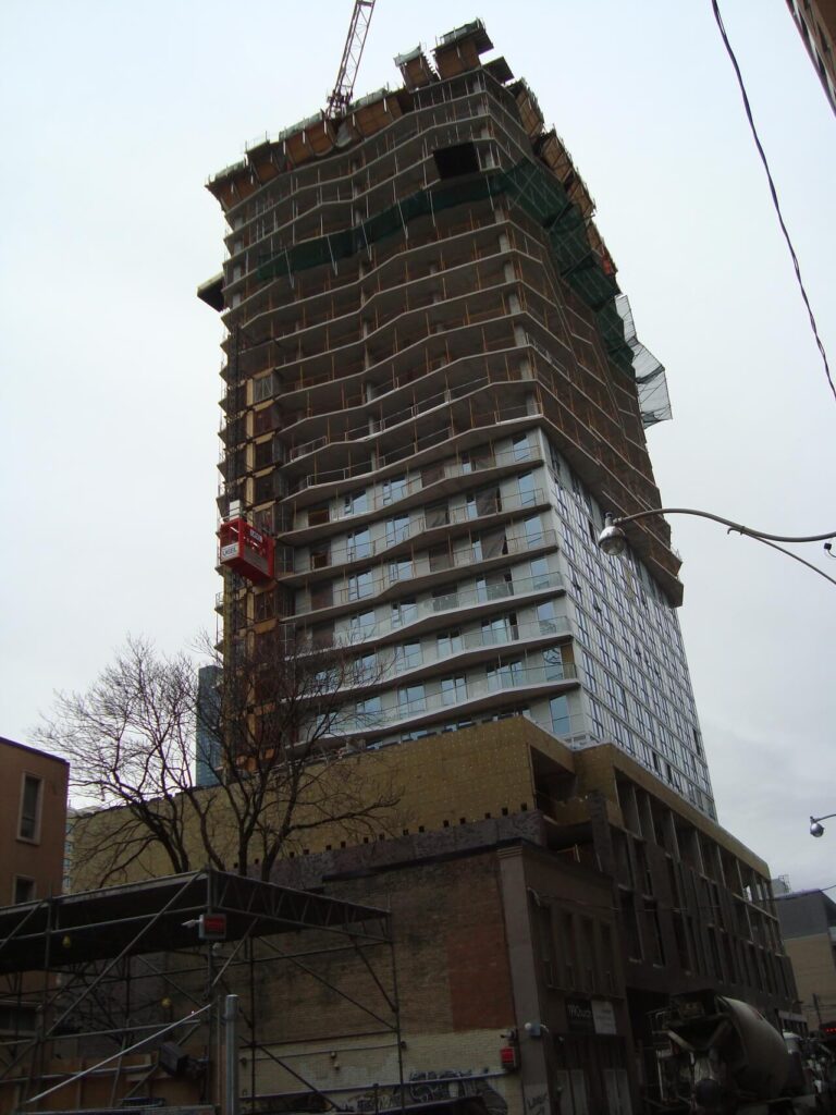 dual temporary construction elevator at The Social in Toronto