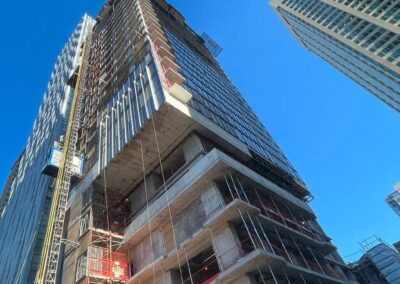 dual construction hoists at Eight Cumberland in Toronto