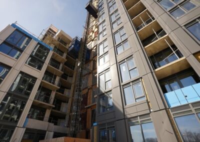 dual construction hoist at Forest Hill Condominiums in Toronto