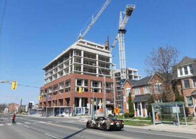 construction lift at Stockyard District Residences in Toronto