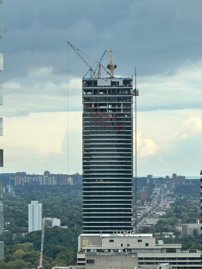 dual construction lifts at The Rosedale on Bloor in Toronto